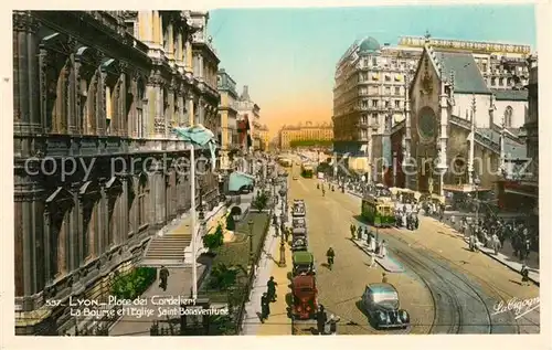 Lyon_France Place des Cordelieri La Bourse et lEglise Saint Bonaventure Lyon France