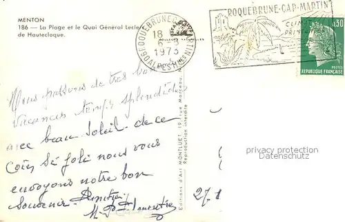 Menton_Alpes_Maritimes La Plage et le Quai General Leclerc de Hautecloque Menton_Alpes_Maritimes