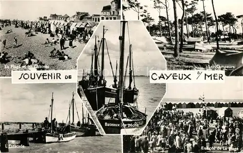 Cayeux sur Mer La Plage et les Cabines Les Campeurs Estacade Bateaux de peche Entree de la Plage Cayeux sur Mer