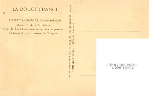 Paray le Monial Monastere de la Visitation Cour du Saint Sacrement  Paray le Monial