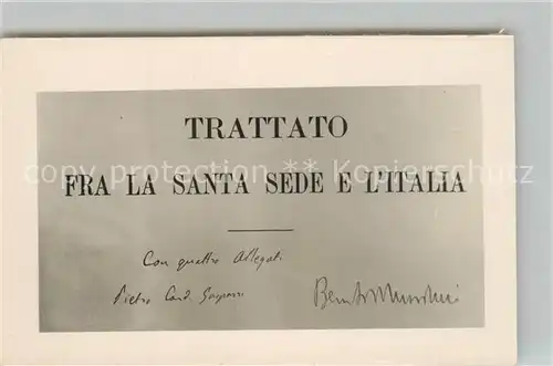 Politik_Geschichte Trattato Santa Sede Italia Cardinale Pietro Gasparri Benito Mussolini Politik Geschichte