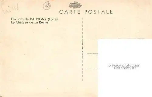 Balbigny Chateau de la Roche Dessin Kuenstlerkarte Balbigny