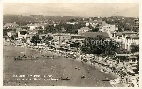 Juan les Pins La plage vue prise de l Hotel Belles Rives Juan les Pins