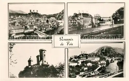 Foix Vue generale Chateau Chapelle et l Ariege Foix