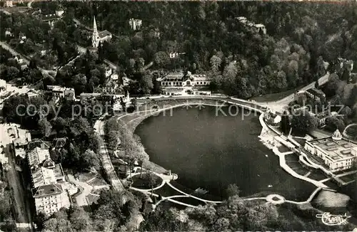 Bagnoles de l_Orne Le Lac et les deux Casinos vue aerienne Bagnoles de l_Orne