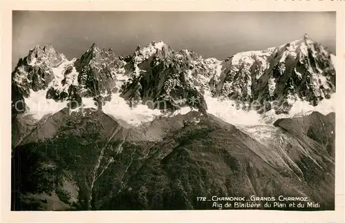 Chamonix Grands Charmoz Aig de Blaitiere du Plan et du Midi Gebirgspanorama Alpen Chamonix