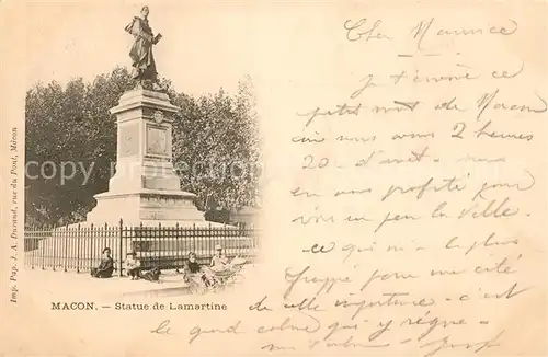 Macon_Saone et Loire Statue de Lamartine Macon Saone et Loire