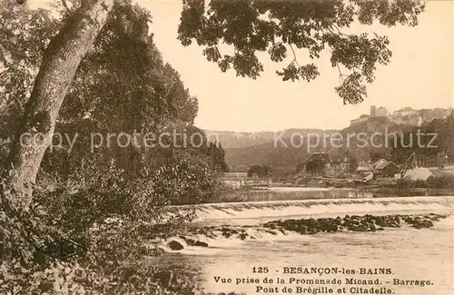 Besancon_les_Bains Vue prise de la Promenade de Micaud Barrage Pont Citadelle Besancon_les_Bains