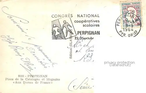 Perpignan Place de la Catalogne et Magasins Aux Dames de France Monument Perpignan