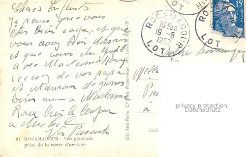 Rocamadour Vue generale prise de la route d arrivee Rocamadour