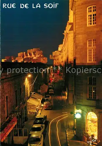Saint Malo_Ille et Vilaine_Bretagne Rue de la Soif Rue Jacques Cartier la nuit Saint Malo_Ille et Vilaine