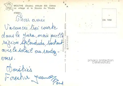 Mouthe Le village et la Source du Doubs Mouthe