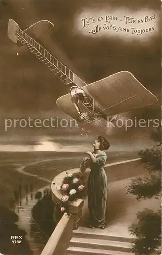 Verlag_REX_Nr. 4792 Milit?rflugzeug Poesie Blumen 