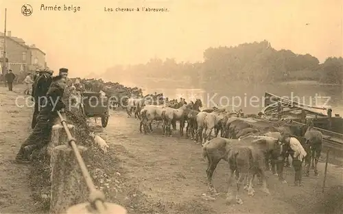 AK / Ansichtskarte Militaria_Belgien Armee Belge Chevaux a l Abreuvoir Militaria Belgien