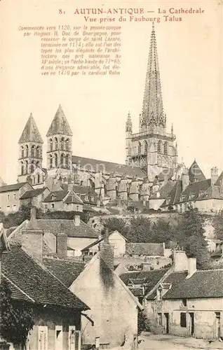 Autun_Antique La Cathedrale Vue prise du Faubourg Talus Autun Antique