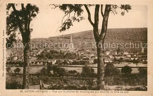 Autun_Antique Vue sur la Chaine de montagnes qui domine la ville au sud Autun Antique