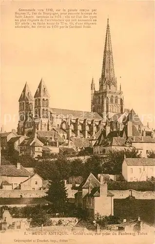 Autun_Antique Cathedrale vue prise du Faubourg Talus Autun Antique
