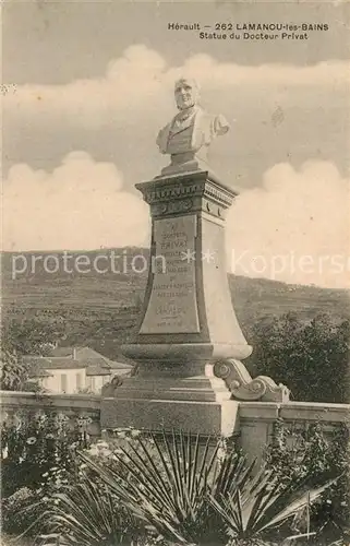 Lamanou les Bains Statue du Docteur Privat 