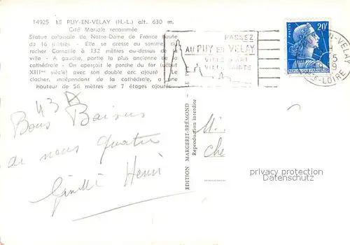 Le_Puy en Velay Eglise Statue de Notre Dame de France Le_Puy en Velay