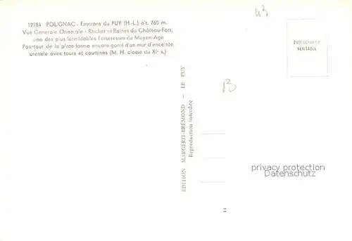 Polignac_Haute Loire Rocher et Ruines du Chateau Fort Polignac Haute Loire