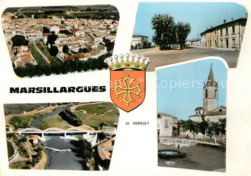 Marsillargues Vues d ensemble Eglise Pont vue aerienne Marsillargues