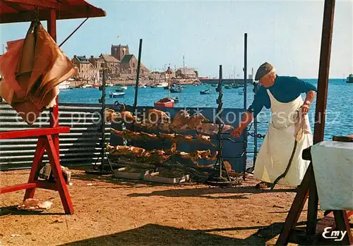 Barfleur_Manche Rotisseur de mouton sur le quai Barfleur_Manche