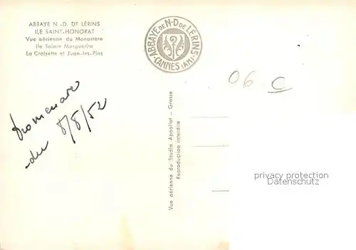 Ile_Saint Honorat_Alpes_Maritimes Abbaye Notre Dame de Lerins vue aerienne Ile_Saint Honorat