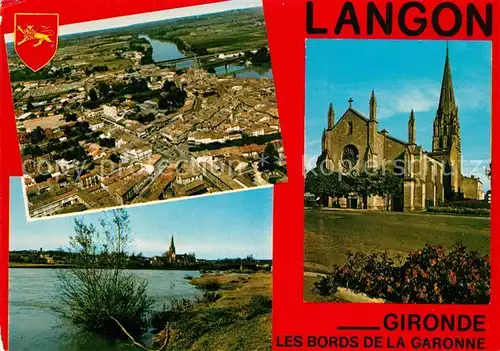Langon_Gironde Vue aerienne Bords de la Garonne Eglise Langon Gironde