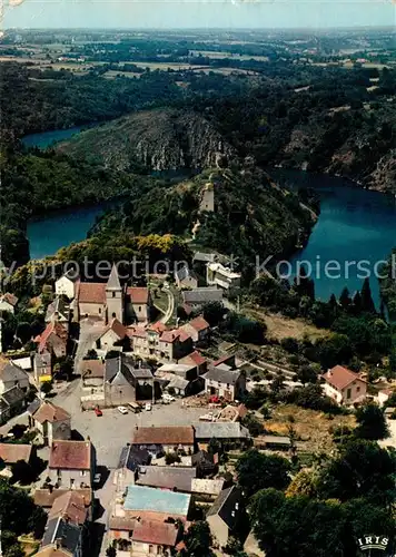 Crozant et les ruines du chateau vue aerienne Crozant