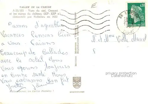 Crozant et les ruines du chateau vue aerienne Crozant