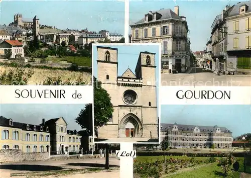 Gourdon_Lot Vue generale Eglise Batiments centre ville Gourdon Lot