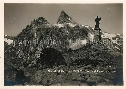 Grand_Saint_Bernard Statue et Pain de sucre Gebirgspanorama Walliser Alpen Grand_Saint_Bernard