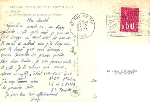 Toulon_Var Caserne Grignan Batiment de l horloge Toulon_Var