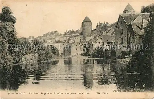 Semur en Auxois Pont Joly Donjon vue prise du Caron Semur en Auxois