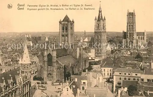 Gand_Belgien Panorama Eglise Saint Nicolas Beffroi Eglise Saint Bavon Gand Belgien