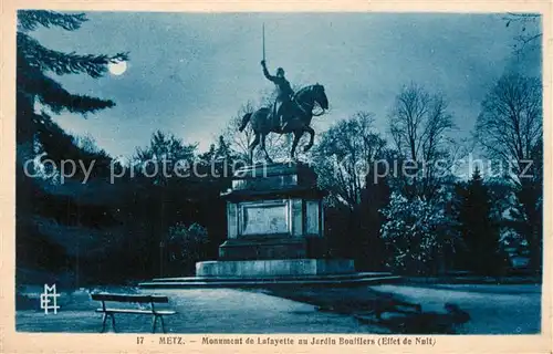 Metz_Moselle Monument de Lafayette au Jardin Boufflers effet de nuit Metz_Moselle