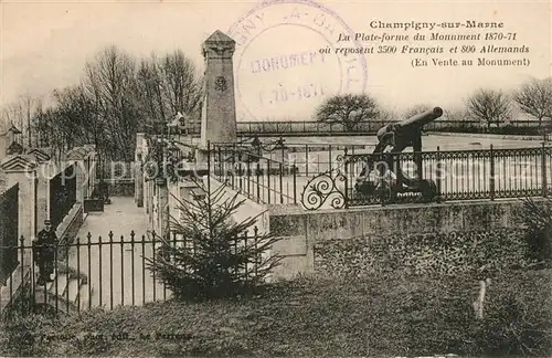 Champigny sur Marne Plate forme du Monument 1870 71 Monument aux Morts Canon Champigny sur Marne