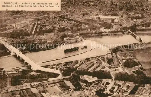 Toulouse_Haute Garonne Pont des Amidonniers Le Bazacle Pont suspendu Boulevards vue aerienne Toulouse Haute Garonne