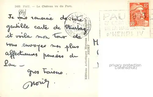 Pau Chateau vu du Parc Pau