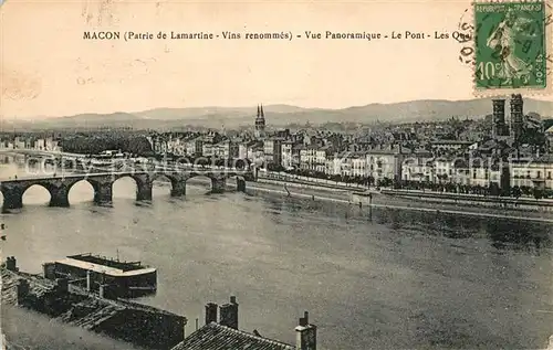 Macon_Saone et Loire Vue panoramique le pont et les quai Macon Saone et Loire
