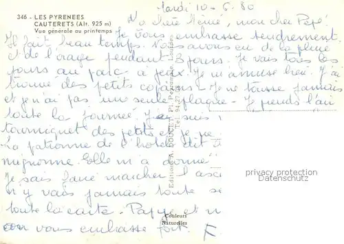 Cauterets Vue generale au printemps Chaine des Pyrenees Cauterets