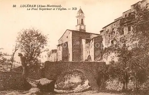 Luceram Le Pont Superieur et l Eglise Luceram