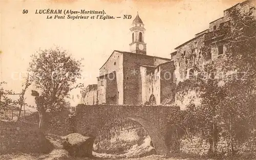 Luceram Le Pont Superieur et l Eglise Luceram