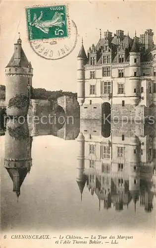 Chenonceaux_Indre_et_Loire Le Chateau La Tour des Marques et lAile Thomas Bohier Chenonceaux_Indre