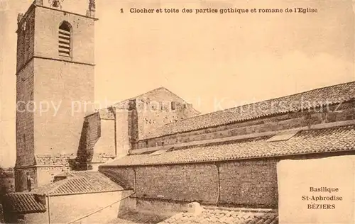 Beziers Clocher et toits des parties gothique et romane de lEglise Basilique St Aphrodise Beziers