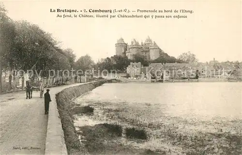 Combourg Promenade au bord de lEtang Au fond le Chateau illustre par Chateaubriant qui y passa son enfance Combourg