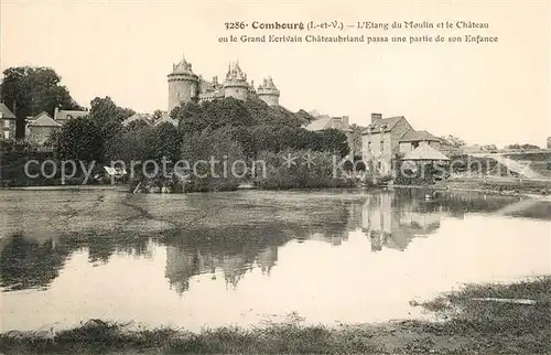 Combourg Etang du Moulin et le Chateau ou le Grand Ecrivain Chateaubriand passa une partie de son Enfance Combourg