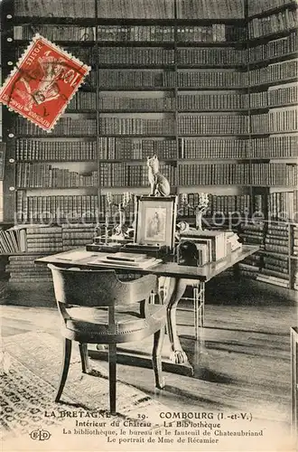 Combourg Interieur du Chateau La Bibliotheque Combourg