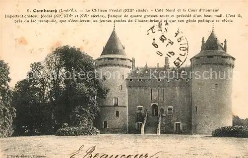Combourg Le Chateau Feodal Cote Nord et la Cour d Honneur Combourg