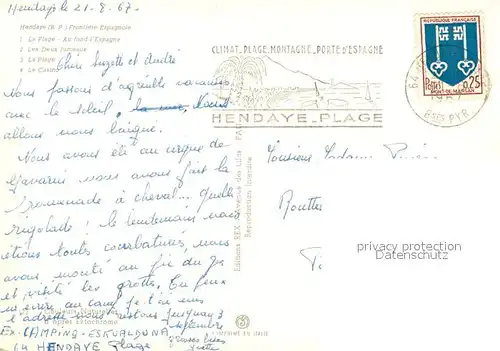 Hendaye_Pyrenees_Atlantiques Plage Frontiere Espagne Cote Atlantique vue aerienne Hendaye_Pyrenees